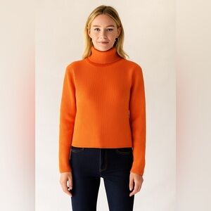Kim Rogers Vibrant Orange Turtleneck Sweater